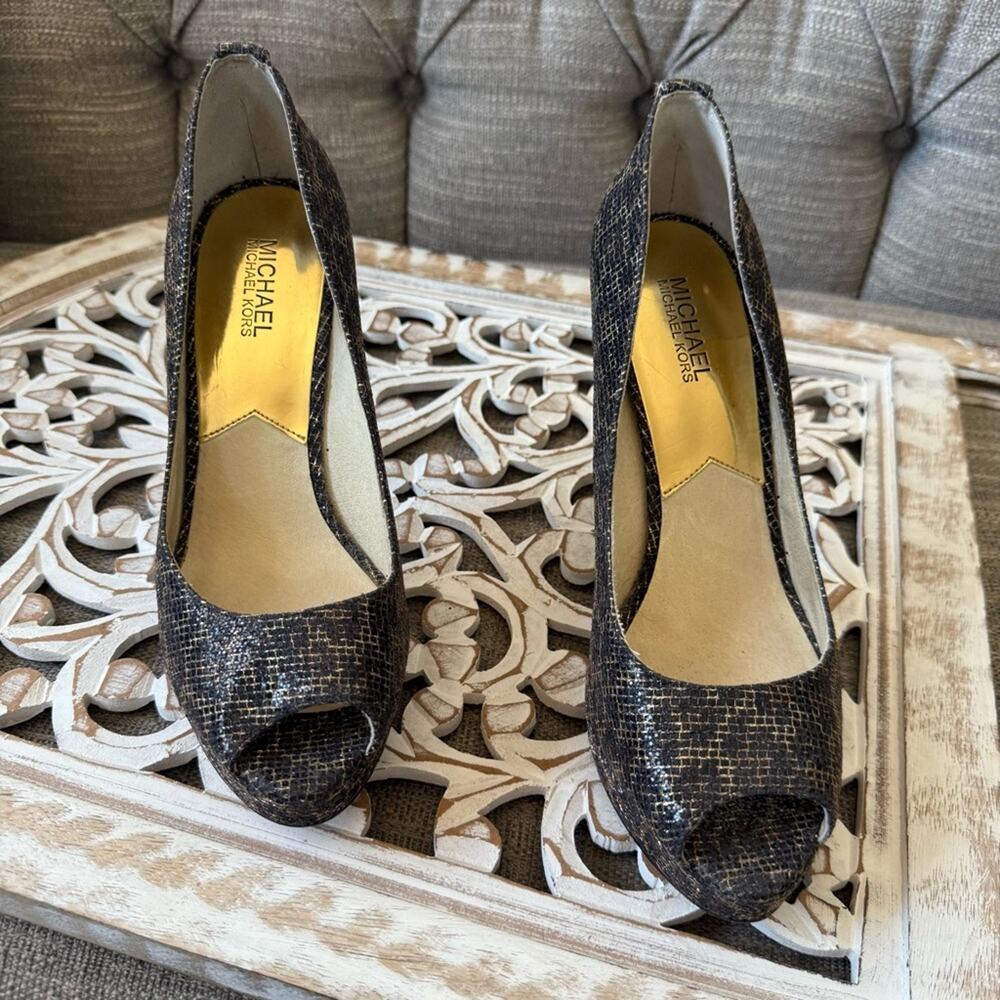 Michael Kors Animal Print Peep Toe High Heels Shoes Women’s 10 - Picture 5 of 10